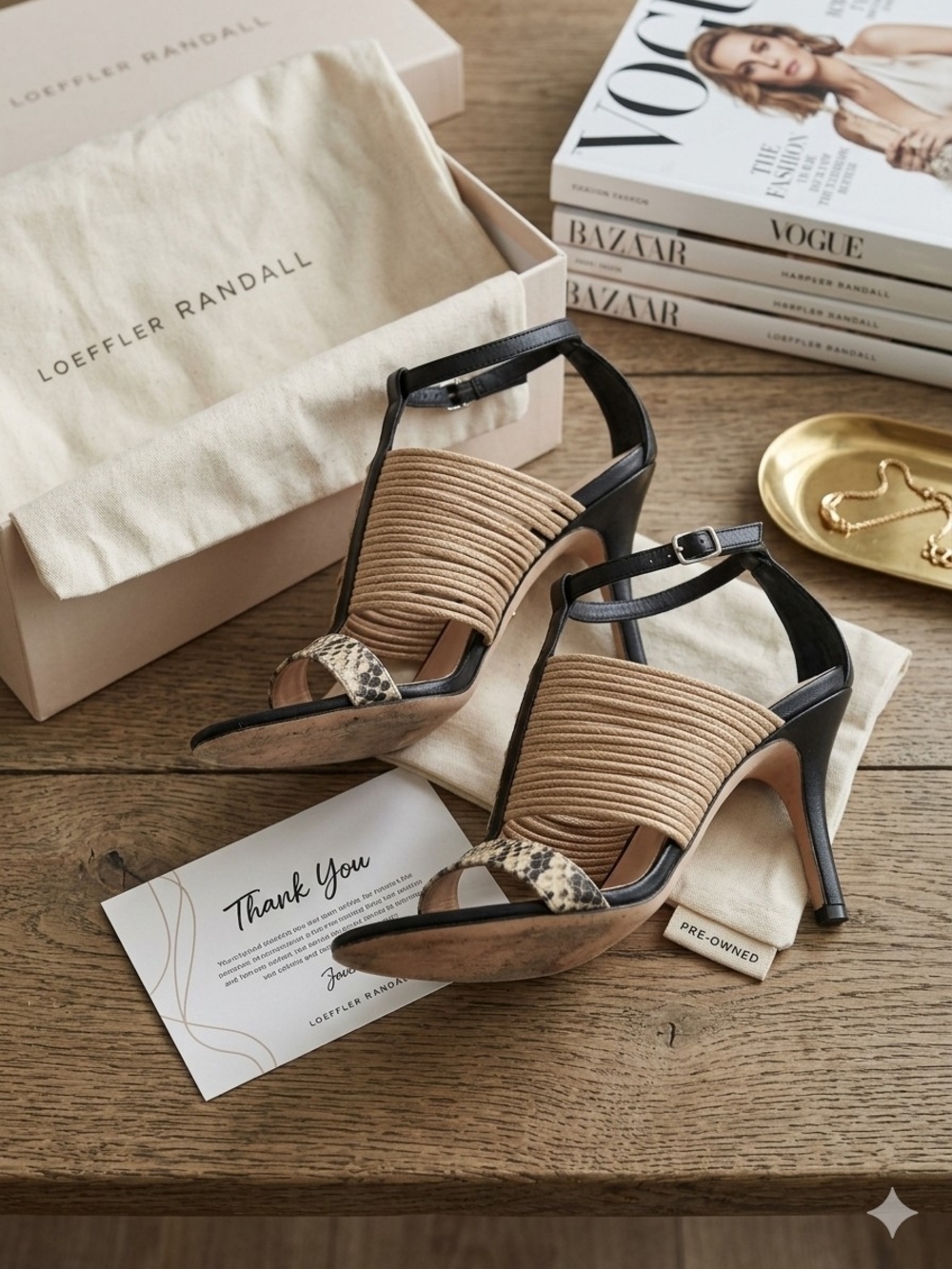 Loeffler Randall Tan & Black Textured High-Heel Sandals